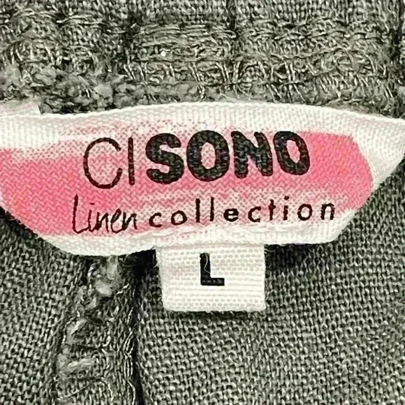 CI Sono linen blend cargo shorts in olive green pull  on shorts size Large - Picture 4 of 5